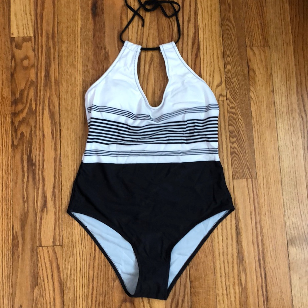 Black and white one piece swimsuit